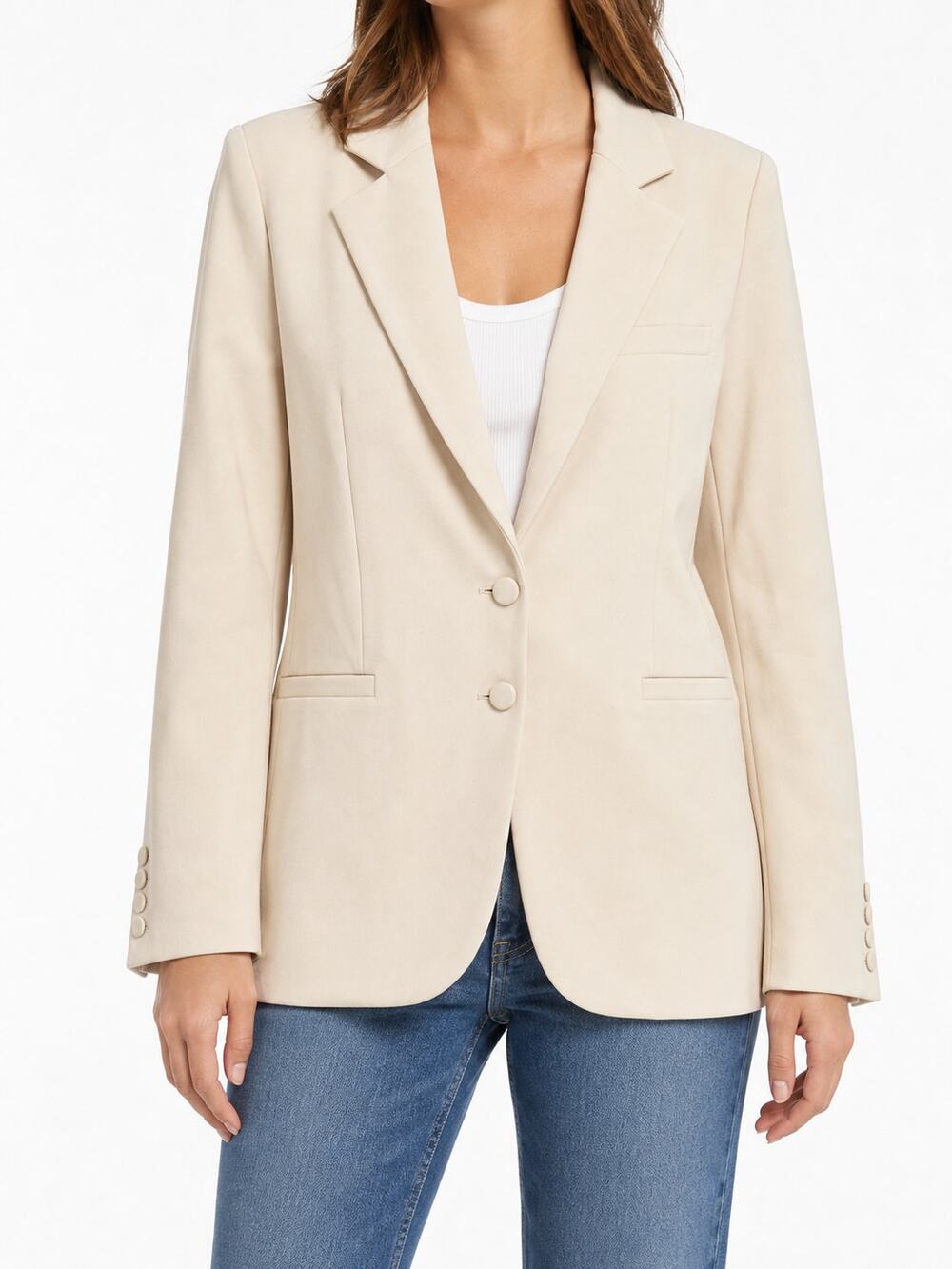 boa. Womens Cream Notched Lapel Oversized 90s Blazer Jacket Size XS Y2K Business